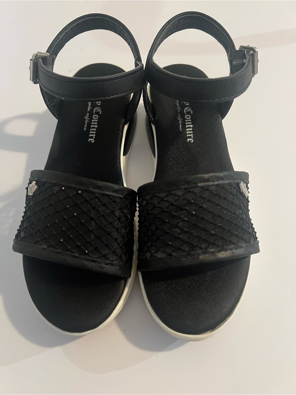Juicy Couture Black Quilted Ankle-Strap Platform Sandals